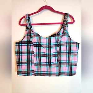 Dollskill school girl set. Skirt and top xxl. Pink turquoise.  barbiecore